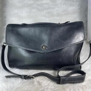 Vantage COACH Morgan Messenger Bag Black Leather Briefcase Travel Laptop 06457